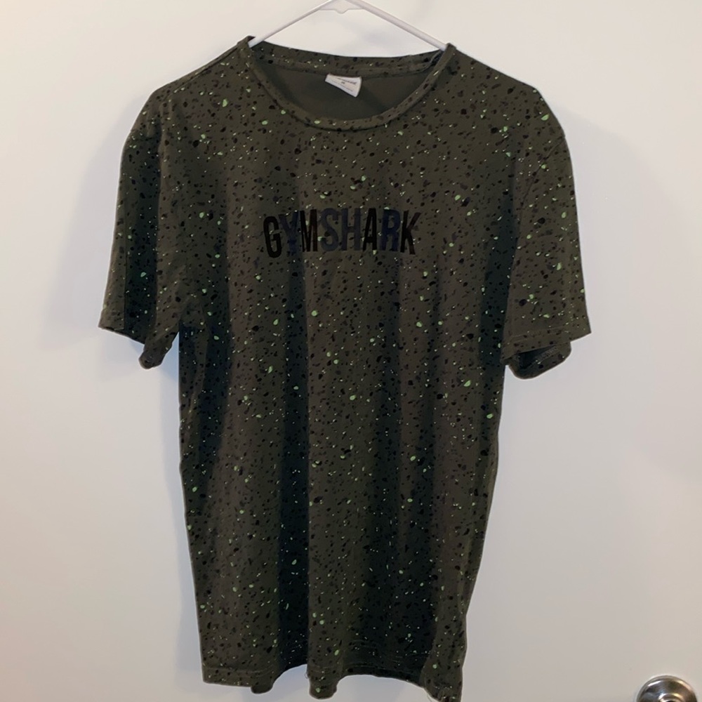 GYMSHARK Olive Green Speckled Tee